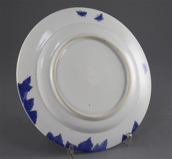 A fine Japanese blue and white month plate, c.1890, by Seifu Yohei III (1851-1914), 21cm